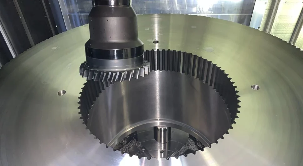 A gear cutter in action
