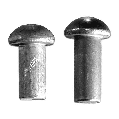 Mushroom head rivets used in heavy machinery showcasing their wide rounded head design